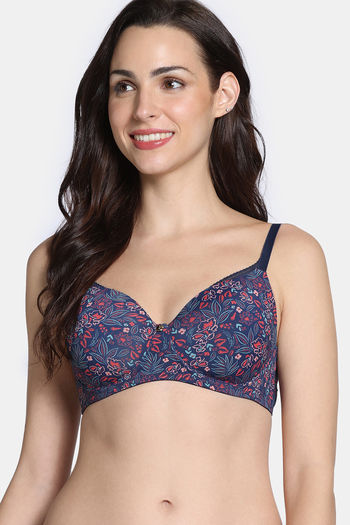 Buy Zivame Padded Non Wired 3/4Th Coverage T-Shirt Bra - Pageant Blue